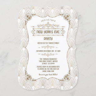 Invitation Royal Gold Fleur-de-lis Art déco fête du Nouvel An
