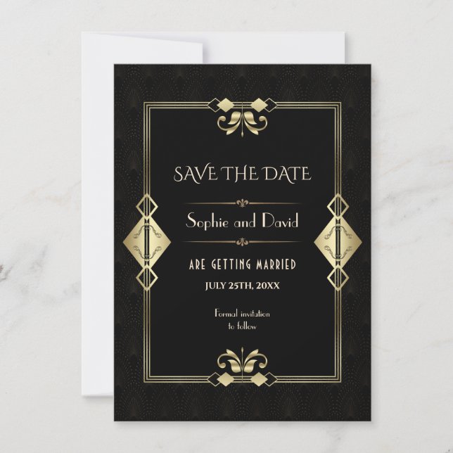 Invitation Royal Gold Fleur-de-lis Art Déco Mariage des année (Devant)