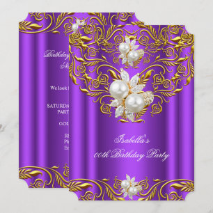Invitation Royal Gold sur Purple Pearl Élégante Fête d'Annive