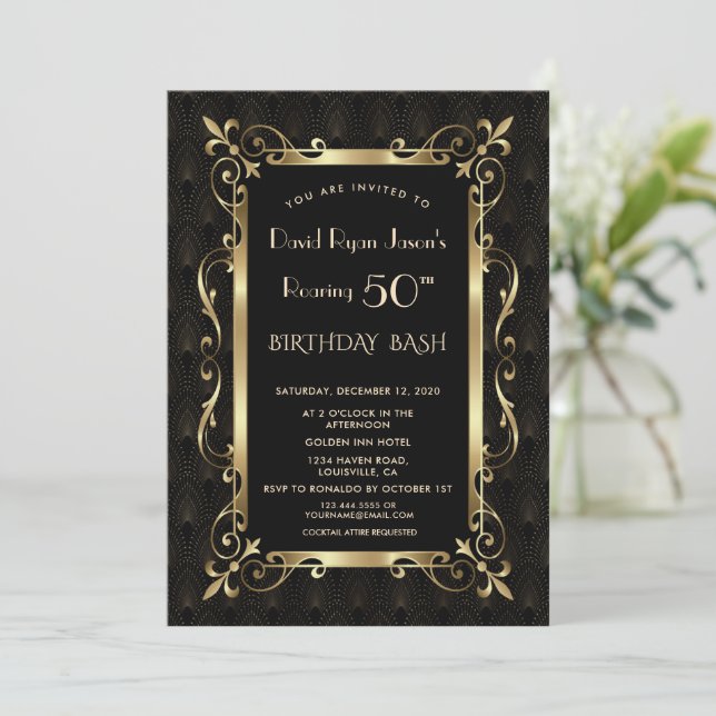 Invitation Royal Great Gatsby Roaring 50e anniversaire Bash (Debout devant)