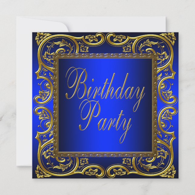 Invitation Royal Navy Blue Gold fête d'anniversaire (Devant)