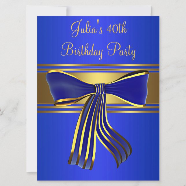 Invitation Royal Navy Blue Gold Womans 40e fête d'anniversair (Devant)