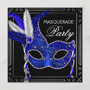Invitation Royal Navy Blue Masquerade Party