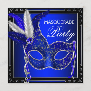 Invitation Royal Navy Blue Masquerade Party