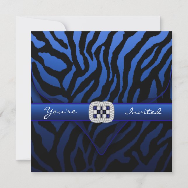 Invitation Royal Navy Blue Zebra Party (Devant)