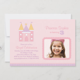 Invitation Royal Pink Purple Princess Photo Anniversaire