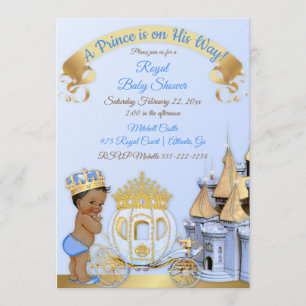 Invitation Royal Prince Castle Carriage Blue Gold Boy
