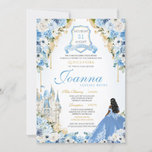 Invitation Royal Princess Light Blue Cinderella Quince V3