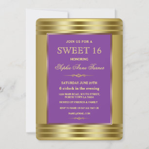 Invitation Royal Purple and Gold Birthday Party