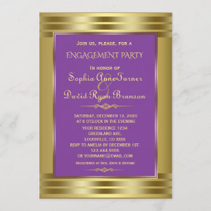 Invitation Royal Purple and Gold Engagement Party