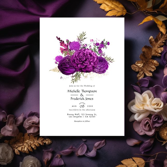 Invitation Royal Purple et Gold FlorMariage (Créateur téléchargé)