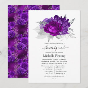 Invitation Royal Purple et Silver Floral Douche par courrier
