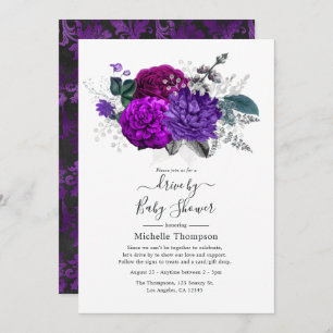Invitation Royal Purple et Silver Floral Drive par douche