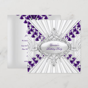 Invitation Royal Purple White Diamond perles fête d'anniversa