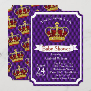 Invitation Royal Red Crown & Purple Regal Baby shower