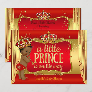 Invitation Royal Red Gold Boy Prince Bébé Fête Ethnique