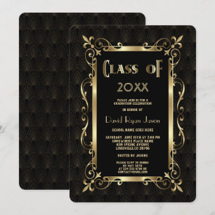 Invitation Royal Roaring 20s Gold Art Dec Graduation Party