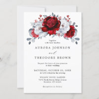 Royal Rouge Blanc argent métal Mariage floral