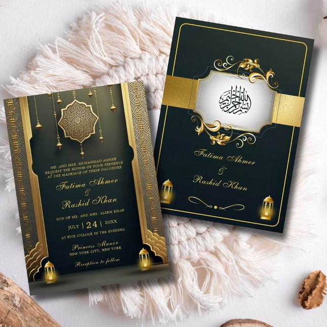 Invitation Royal & Rustic Gold Elegance Mariage musulman de l (Créateur téléchargé)