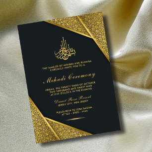 Invitation Royal & Rustic Or Élégant Luxe Mehndi Islamique
