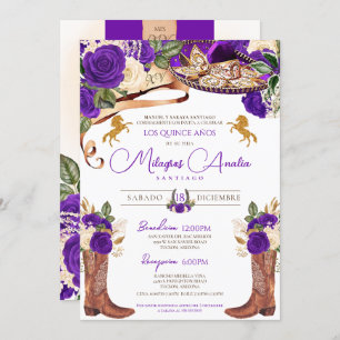 Invitation Royal violet Rose Fancy Western Charro