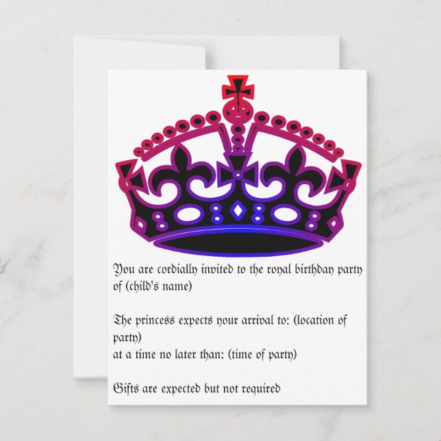 Invitation royale d'anniversaire (Devant)