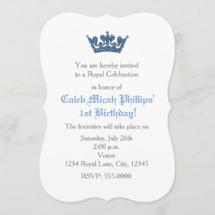 Invitation royale d'anniversaire de couronne bleue