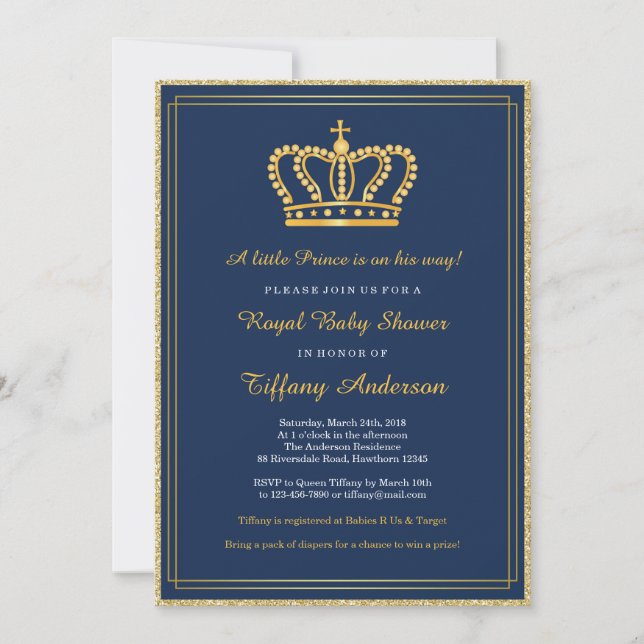 Invitation royale de baby shower (Devant)