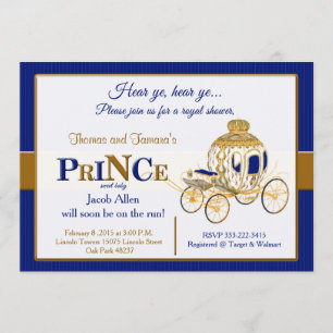 Invitation royale de baby shower de prince en bleu