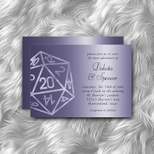Invitation RPG Luxe Dés de joueur de rôle sur table violet