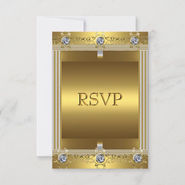 Invitation RSVP 60e Anniversaire de la fête Gold (Devant)