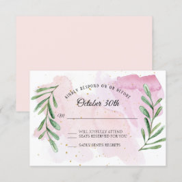 Invitation RSVP à l'aquarelle moderne feuille d'eucalyptus ru