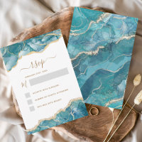 RSVP Agate Turquoise Turquoise Gold Mariage