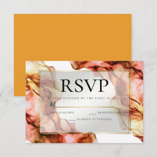 Invitation RSVP Aquarelle Abstraite Couleurs d'automne 2