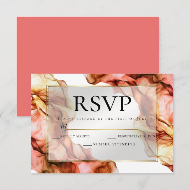 Invitation RSVP | Aquarelle Abstraite Couleurs d'automne 3 (Devant / Derrière)