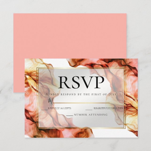 Invitation RSVP | Aquarelle Abstraite Couleurs d'automne 6 (Devant / Derrière)