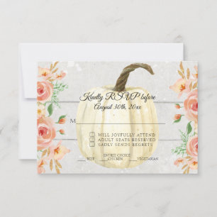 Invitation RSVP Aquarelle Rustique Floral Blanc Citrouille Bo