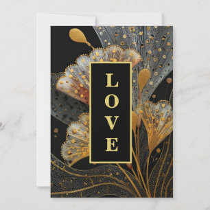 Invitation *~ RSVP AR26 41 QR Gold Lace LOVE Vintage Wedding