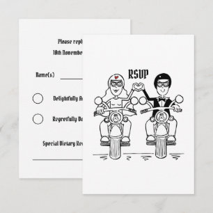 Invitation RSVP au mariage de motards pour