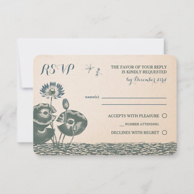 Invitation RSVP de la Lys d'eau et de la libellule (Devant)