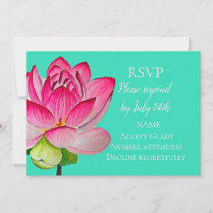 Invitation RSVP de mariage art floral aquarelle lotus rose