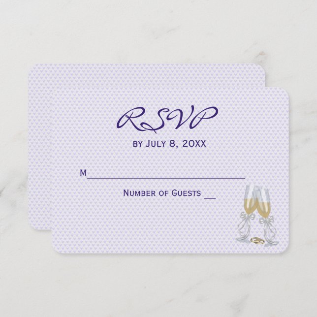 Invitation RSVP de mariage Cœurs violets (Devant / Derrière)