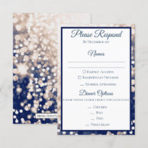 RSVP de mariage d'automne - Champagne et marine