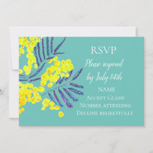 Invitation RSVP de mariage fleur d'acacia australien aquarell