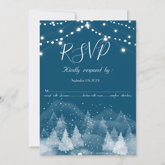 Invitation RSVP de neige du paysage hivernal (Devant)