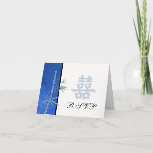 Invitation RSVP - Double bonheur asiatique bleu RSVP de maria