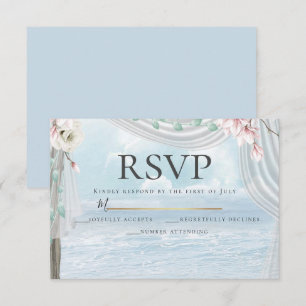 Invitation RSVP   Elégant Arbor floral de bois flotté de plag