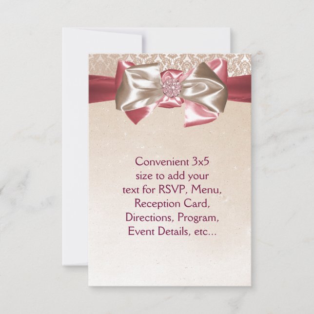 Invitation RSVP en damas rose ivoire (Devant)