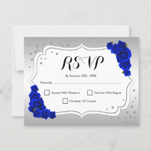 Invitation RSVP fête d'anniversaire - Royal Blue Silver Card