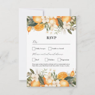 Invitation RSVP Fleurs de mariage Oranges Fruits Floraux